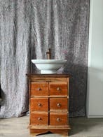 Wasbak - Hout - Vintage badkamermeubel met wastafel