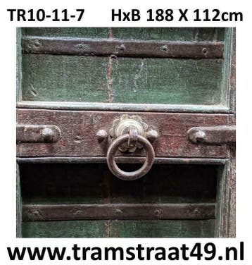120 jaar oude deur van teakhout met donkergroene verflaag, Ophalen of Verzenden, Nieuw