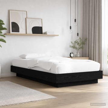 vidaXL Bed Frame met LED Zwart eiken 80 x 200 cm Bewerkt, Eenpersoons, Verzenden, Zwart, Nieuw