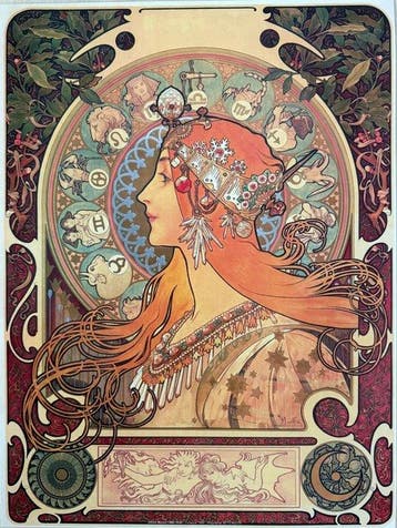 Marie Alphonse Mucha - “Zodiaque, 1896”. Gesigneerd in de