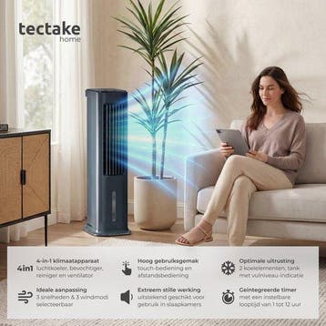 2dekans | tectake® 4-in-1 Luchtkoeler Alaska - 5L Watertank, Ophalen of Verzenden, Zo goed als nieuw