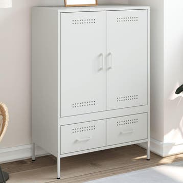 vidaXL buffetkast 68x39x101,5 cm staal wit, Minder dan 50 cm, Verzenden, 100 tot 150 cm, Nieuw