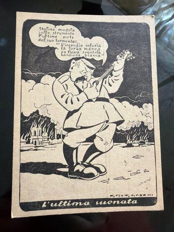 Rusland, Italië - Italiaanse propagandapostkaart, expeditie, Gelopen