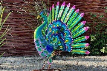 Steel Peacock - Beeldje - Staal, Antiek en Kunst