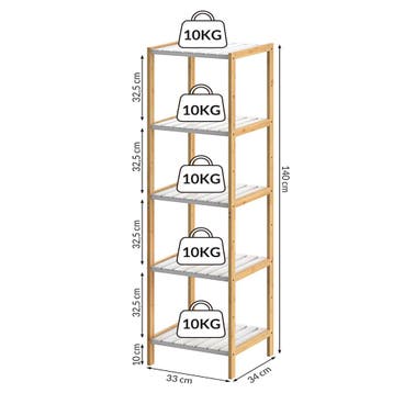 Sokkel Bamboe Wit 140x33x34cm (Badkamer, Interieur), Verzenden, Nieuw