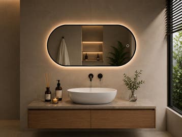 Badkamerspiegel - 120x60cm Ovaal - Zwart Frame, Huis en Inrichting, Verzenden, Nieuw