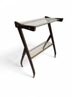 Trolley - Mahonie, Messing, Glas - mahonie messing gerookt, Antiek en Kunst