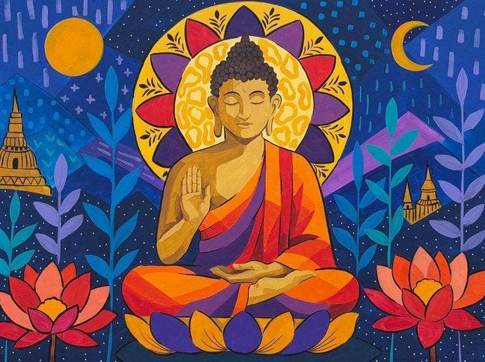 Adri Q (XL) - El mudra de Buda, Antiek en Kunst, Kunst | Schilderijen | Modern