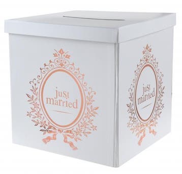 Bruidsset Just Married met gastenboek, ringkussen + moneybox, Hobby en Vrije tijd, Feestartikelen, Verzenden, Nieuw, Feestartikel