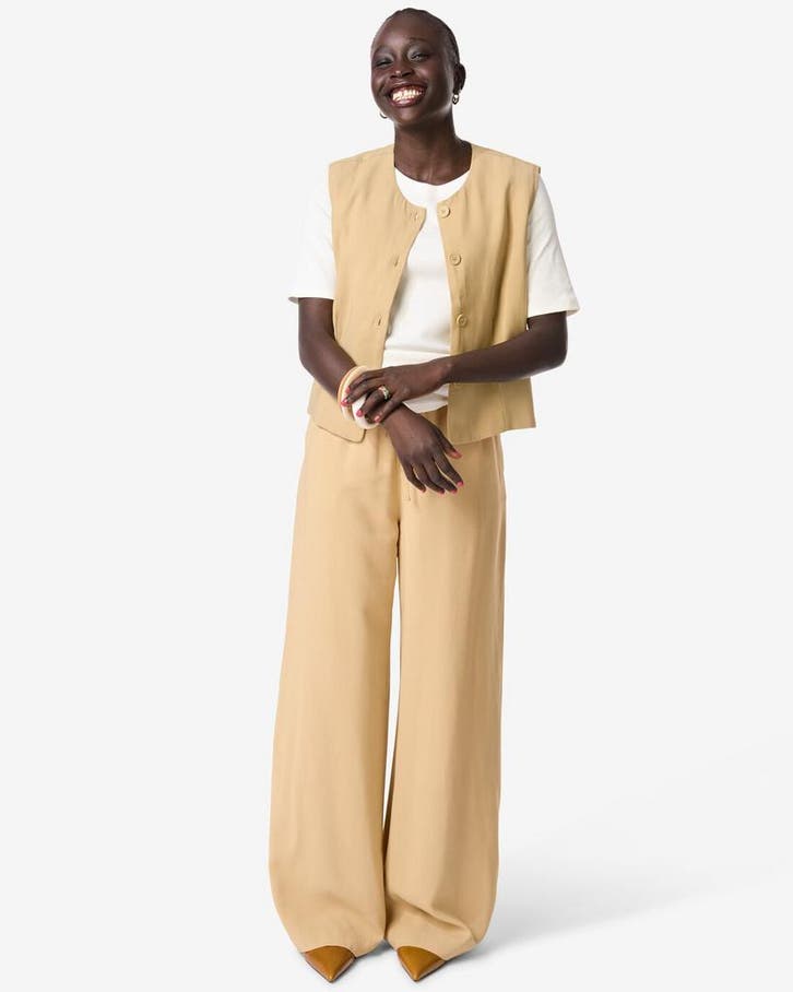 HEMA Damesbroek Sarie wide leg zand, Kleding | Dames, Overige Dameskleding, Nieuw, Verzenden