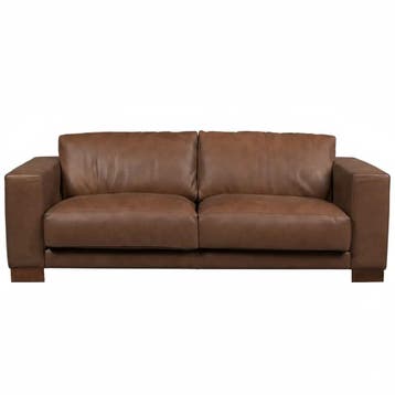 Leren bank Clear - 3 zits - Kenia Brown (bruin) - Poten, Bohemian, Eigentijds, Modern, Retro, Vintage, Nieuw, Ophalen of Verzenden