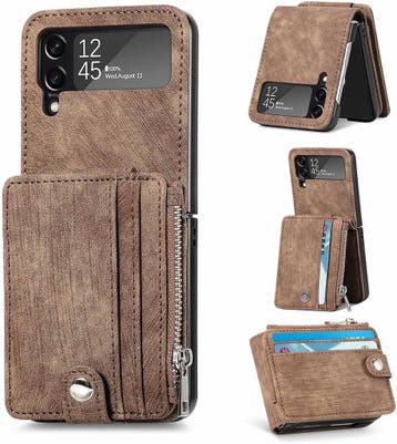 Flipcase samsung z flip4 - bruin leer - retourdeal 34% krt, Ophalen of Verzenden, Nieuw, Bescherming, Samsung