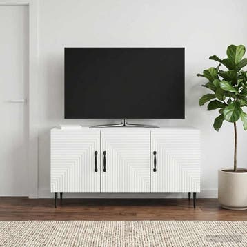vidaXL TV-kast Wit 99 x 34,5 x 50 cm Bewerkt hout, Huis en Inrichting, Kasten | Televisiemeubels, Minder dan 50 cm, Verzenden