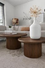 Salontafel rond met eiken latjes poot | maatwerk, 50 tot 100 cm, Rond, Nieuw, Japandi scandinavisch tijdloos