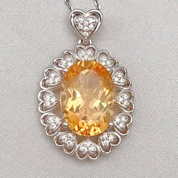 Zonder minimumprijs - Halsketting Zilver Citrien - 7,15 ct -, Nieuw