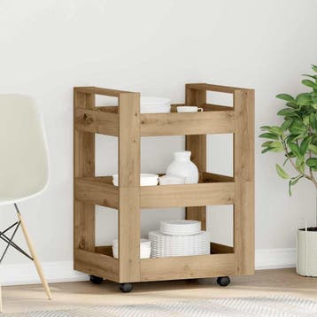 vidaXL Keuken Trolley Artisan Eiken 60 x 45 x 80 cm Bewerkt, Verzenden, Nieuw