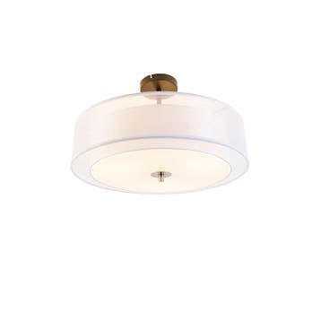 Moderne plafondlamp wit 50 cm 3-lichts - Drum Duo, Verzenden, Nieuw