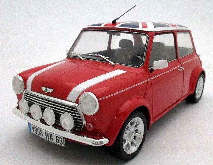 Mini Cooper Sport Red & British Flag 1997 - 1:18 - Modelauto, Hobby en Vrije tijd, Modelauto's | 1:5 tot 1:12