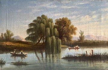 Nicola Palizzi (1820-1870) - Veduta fluviale con salici
