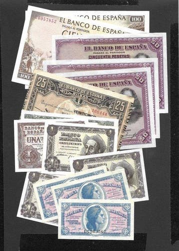 Spanje. - 15 Banknotes - various dates (Zonder minimumprijs), Postzegels en Munten, Bankbiljetten | Europa | Niet-Eurobiljetten