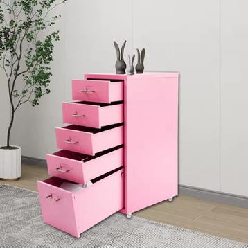 Roze Mobiele Archiefkast met 5 Laden voor Kantoor, Verzenden, Nieuw