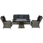 Ibiza stoel bank dining loungeset 4 delig grijs met, Tuin en Terras, Tuinsets en Loungesets, Ophalen of Verzenden, Nieuw, Wicker