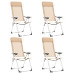 vidaXL Campingstoelen 4 st inklapbaar aluminium crèmewit, Caravans en Kamperen, Kampeermeubelen, Verzenden, Nieuw