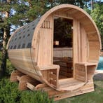 Buitensauna Barrelsauna | TR270 Halfglas | 6 pers | Showroom, Ophalen of Verzenden, Nieuw, Fins of Traditioneel, Complete sauna