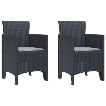 vidaXL Tuinstoel 2 st Antraciet Polypropyleen, Tuin en Terras, Tuinstoelen, Verzenden, Nieuw