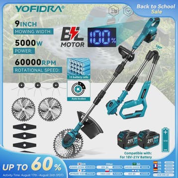 YOFIDRA Accu Grasmaaier & Grastrimmer - Krachtig, Snoerloos, Tuin en Terras, Grasmaaiers, Verzenden, Nieuw