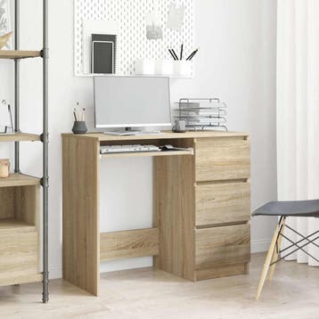 vidaXL Bureau 90x45x76 cm bewerkt hout sonoma eikenkleurig, Verzenden, Nieuw