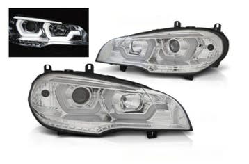 Tube light LED DRL koplampen Chrome geschikt voor BMW X5 E70, Auto-onderdelen, Verlichting, Verzenden, Nieuw, BMW