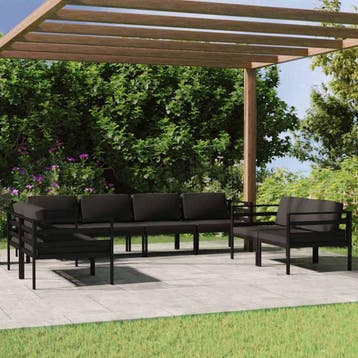 vidaXL 8-delige Loungeset met kussens aluminium, Tuin en Terras, Verzenden, Nieuw, Aluminium, Loungeset