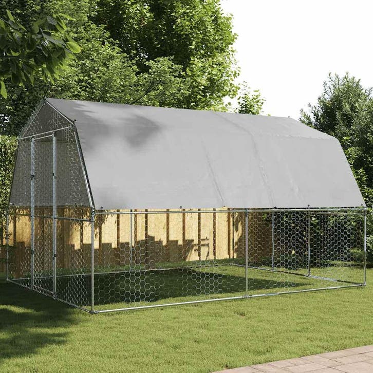vidaXL Kippenhok met dak en deur gegalvaniseerd staal, Dieren en Toebehoren, Knaagdieren en Konijnen | Hokken en Kooien, Nieuw