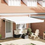 vidaXL Inklapbaar Zonnescherm Wit 400 × 300 cm Polyester en, Tuin en Terras, Zonneschermen, Verzenden, Nieuw