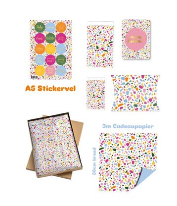 inpakset Terrazzo Color - inpakken - cadeaupapier - cadea..., Diversen, Cadeaupapier, Ophalen of Verzenden, Nieuw