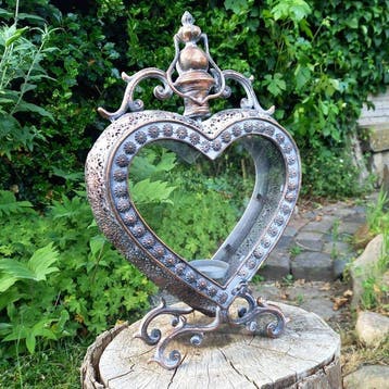 Lantaarn - HART-SHAPED CANDLE LANTERN - 46 cm - Glas, Metaal