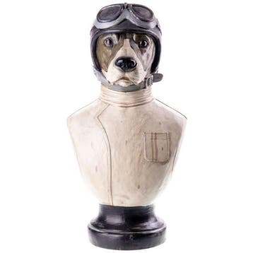Figuur - Büste Hund mit Pilotenhelm handbemalte
