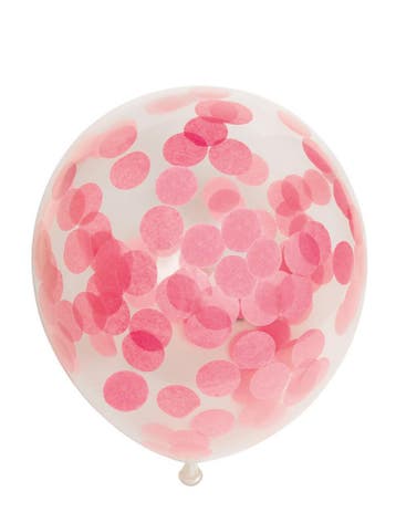 6x Confetti ballonnen baby roze, Verzenden, Nieuw, Versiering, Geboorte of Huwelijk