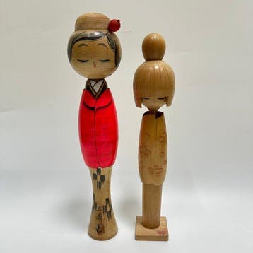 sculptuur, Creative Kokeshi Dolls,Hand Made Folk Art From, Antiek en Kunst
