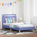 vidaXL Bedframe voor kinderen met hoofdbord Jeans Blauw 90 x, Verzenden, Nieuw, Blauw, Stof