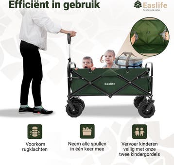 EasLife Bolderkar Opvouwbaar - Bolderwagen - met Regen Hoes, Ophalen of Verzenden, Nieuw