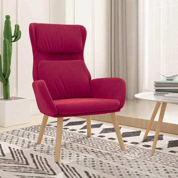 Design Relaxstoel Rood | Massief Hout | Laatste Stuk!, Huis en Inrichting, Minder dan 75 cm, Ophalen of Verzenden, Zo goed als nieuw