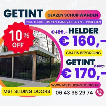 GETINT & HELDER Glazen schuifwanden €160,- MST SLIDING DOORS, Verzenden, Nieuw