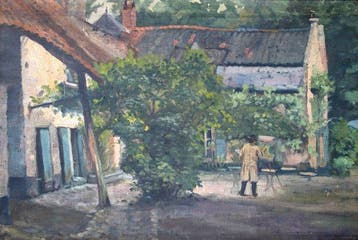 École impressionniste française - Le peintre dans la cour