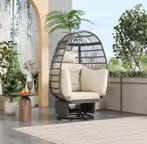 Nieuwe Rotan Ei Schommelstoel – Rotan grijs en wit van kleur, Tuin en Terras, Verzenden, Nieuw, Rotan