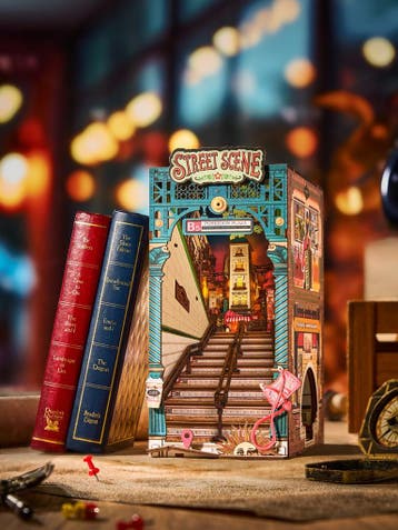 Robotime Book Nook Street Scene DIY Modelbouw Knutselen, Verzenden, Nieuw