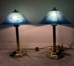 FM Leuchten - Tafellamp - Glas, Messing - Twee tafellampen, Antiek en Kunst