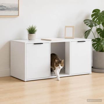 vidaXL Kattenkrat meubel Wit 100 x 49 x 45 cm Bewerkt hout, Verzenden, Nieuw