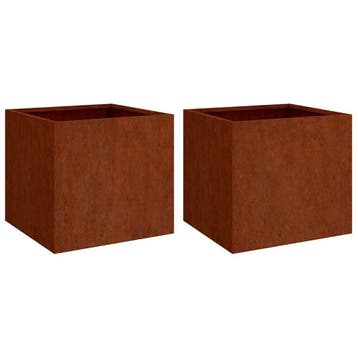 Plantenbakken 2st Cortenstaal | Retourdeal 34% Korting, Balkon, Minder dan 60 cm, Vierkant, Nieuw